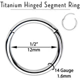 14G 1/2 Solid G23 Implant Grade Titanium Hinged Segment Ring