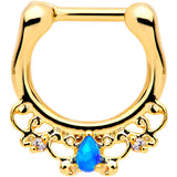 1/4 Blue Synthetic Opal Gold Tone Anodized Drop Nipple Clicker Set