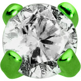 Body Candy Green Titanium IP Steel Clear 2mm Accent Internally Threaded Labret Monroe 16G 1/4