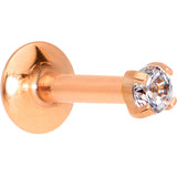 Body Candy Rose Gold Titanium Steel Clear 2mm Accent Internally Threaded Labret Monroe 16G 1/4