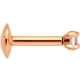 Body Candy Rose Gold Titanium Steel Clear 2mm Accent Internally Threaded Labret Monroe 16G 1/4