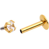 1/4 Clear 3mm Gem Gold IP Internally Threaded Labret Monroe Tragus