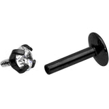 1/4 Clear 3mm Gem Black IP Internally Threaded Labret Monroe Tragus