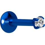 5/16 Clear 2mm Gem Blue IP Internally Threaded Labret Monroe Tragus