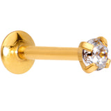 5/16 Clear 2mm Gem Gold IP Internally Threaded Labret Monroe Tragus