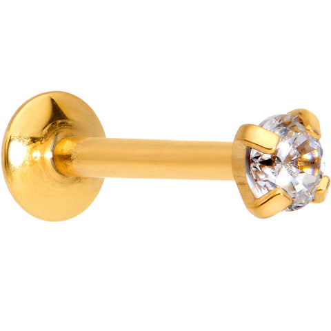 5/16 Clear 2mm Gem Gold IP Internally Threaded Labret Monroe Tragus