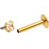 5/16 Clear 2mm Gem Gold IP Internally Threaded Labret Monroe Tragus