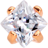 5/16 Clear Square CZ Rose Gold PVD Internally Threaded Labret Monroe