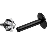 1/4 Clear Star CZ Gem Black PVD Internally Threaded Labret Monroe