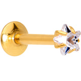 5/16 Clear Star CZ Gem Gold PVD Internally Threaded Labret Monroe