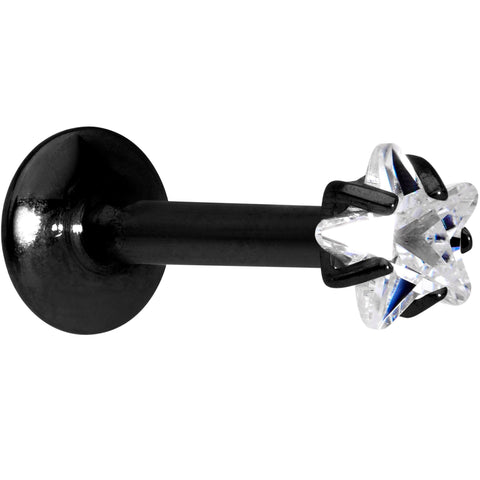 5/16 Clear Star CZ Gem Black PVD Internally Threaded Labret Monroe