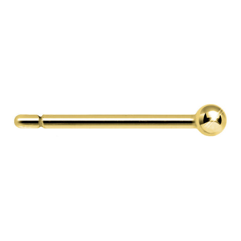 22G Solid 14k Yellow Gold Ball Nose Stud Ring