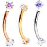 3/8 Clear Gem Anodized Curved Eyebrow Ring Set of 3