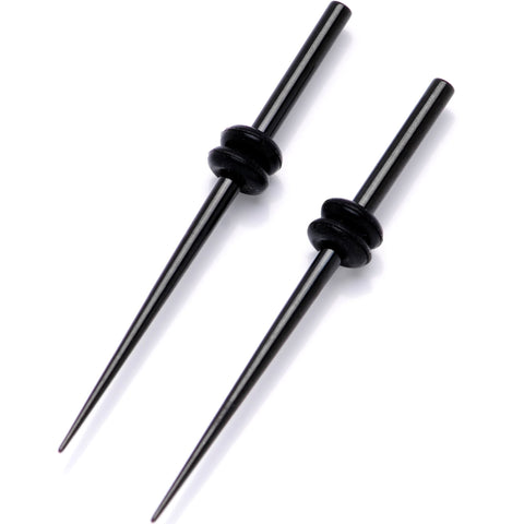 Black Anodized Titanium Micro Taper Straight Plug Set 14G to 8G