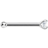 20G Solid 14K White Gold 2mm Cubic Zirconia Nose Stud Ring