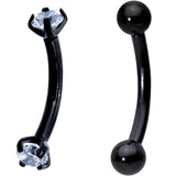 3/8 Clear CZ Gem PVD Curved Eyebrow Ring Set of 6