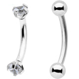 3/8 Clear CZ Gem PVD Curved Eyebrow Ring Set of 6
