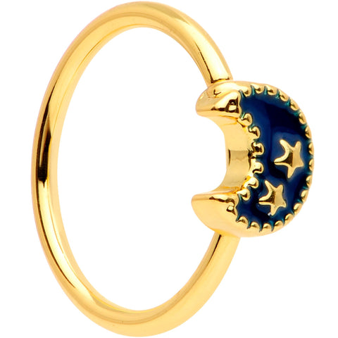 20G 5/16 Gold Tone Anodized Starry Moon Seamless Circular Ring