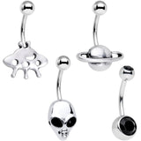 Black Gem Cosmic Treasure Trove Belly Ring Set of 4