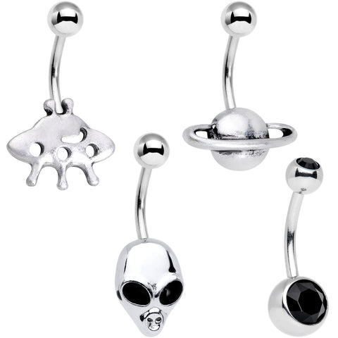 Black Gem Cosmic Treasure Trove Belly Ring Set of 4