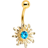 Blue Pink Gem Sun and Moon Goddess Belly Ring Set of 4