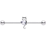 14G Clear Gem I Heart Kitty Cat Cats Industrial Barbell 38mm