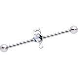 14G Clear Gem I Heart Kitty Cat Cats Industrial Barbell 38mm