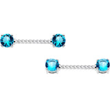 14G Blue CZ Gem Twisted Captive Ring Barbell Nipple Ring Set