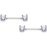 14G Clear CZ Gem Twisted Captive Ring Barbell Nipple Ring Set