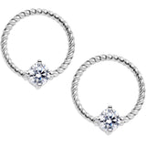 14G Clear CZ Gem Twisted Captive Ring Barbell Nipple Ring Set