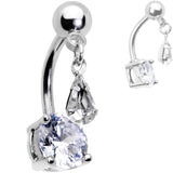 Clear Black Purple CZ Gem Top Mount Dangle Belly Ring Set of 3