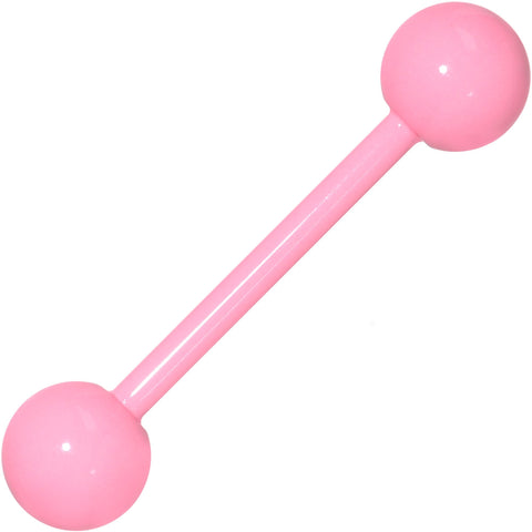 14G 5/8 Pink Acrylic Over Steel Tongue Ring