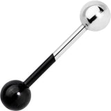 Black and Steel Two Tone Tongue Ring