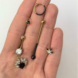 20G 5/16 Gold Tone Starry Sky Seamless Circular Ring