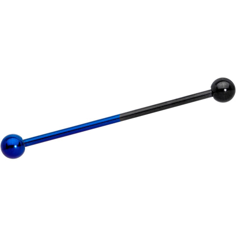 14G Black and Blue Two Tone Industrial Barbell 38mm