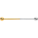 14G Gold Tone and Steel Two Tone Industrial Barbell 38mm