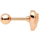 Clear CZ Gem Rose Gold Plated Hugged Heart Cartilage Tragus Earring