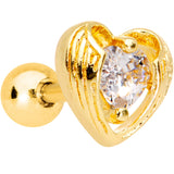 Clear CZ Gem Gold Plated Hugged Heart Cartilage Tragus Earring