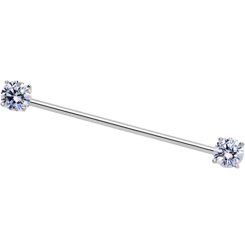 14G Clear CZ Gem End to End Industrial Barbell 38mm