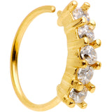 5/16 Clear CZ Gem Gold PVD Royal Crown Tragus Cartilage Earring