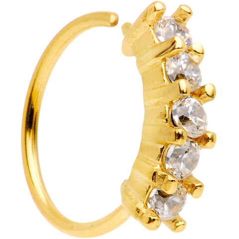 5/16 Clear CZ Gem Gold PVD Royal Crown Tragus Cartilage Earring