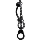 Black PVD Chained Handcuffs Reversible Dangle Belly Ring