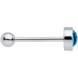 Aqua Gem Cross Stitch Barbell Tongue Ring