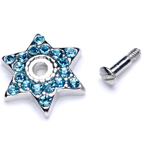 14G Aqua Gem 10mm Six Point Star Dermal Top