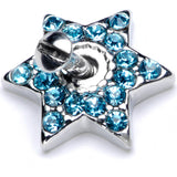 14G Aqua Gem 10mm Six Point Star Dermal Top