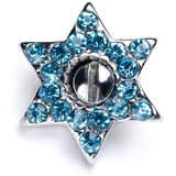 14G Aqua Gem 10mm Six Point Star Dermal Top