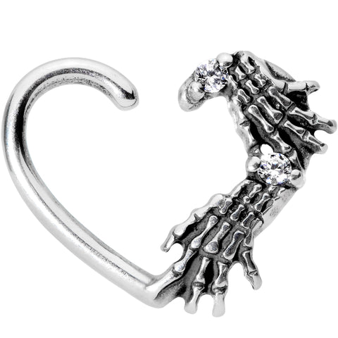 Clear CZ Gem Skeletal Hands Left Daith Cartilage Tragus Earring