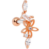Clear CZ Gem Rose Gold Tone Flower Cascade Cartilage Tragus Earring