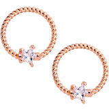 14G Clear CZ Gem Star Rose Gold Hue BCR Barbell Nipple Ring Set
