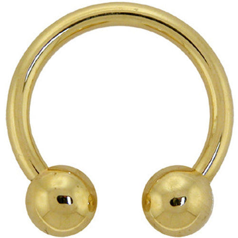 14G 1/2 Solid 14K Yellow Gold Horseshoe Circular Barbell